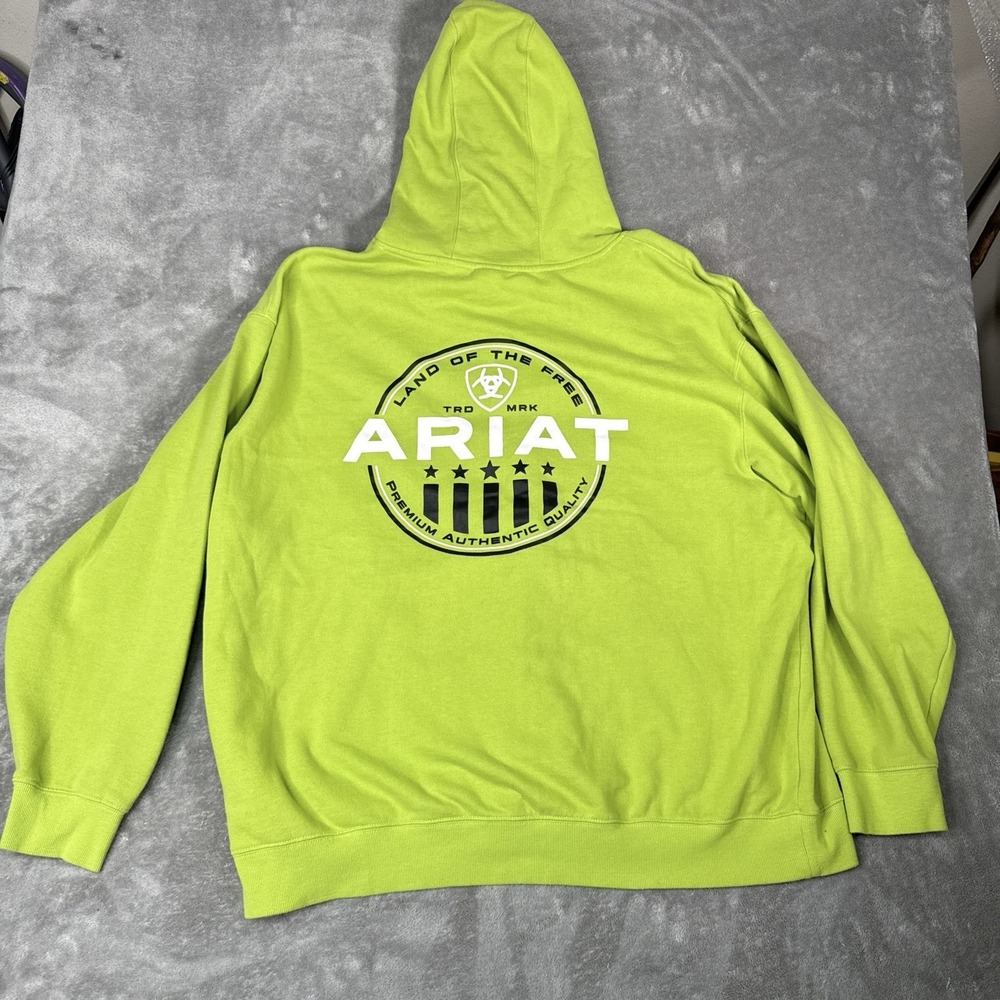 Ariat Graphic Hoodie Mens 3XL Green Fleece Embroidered Pocket Pullover